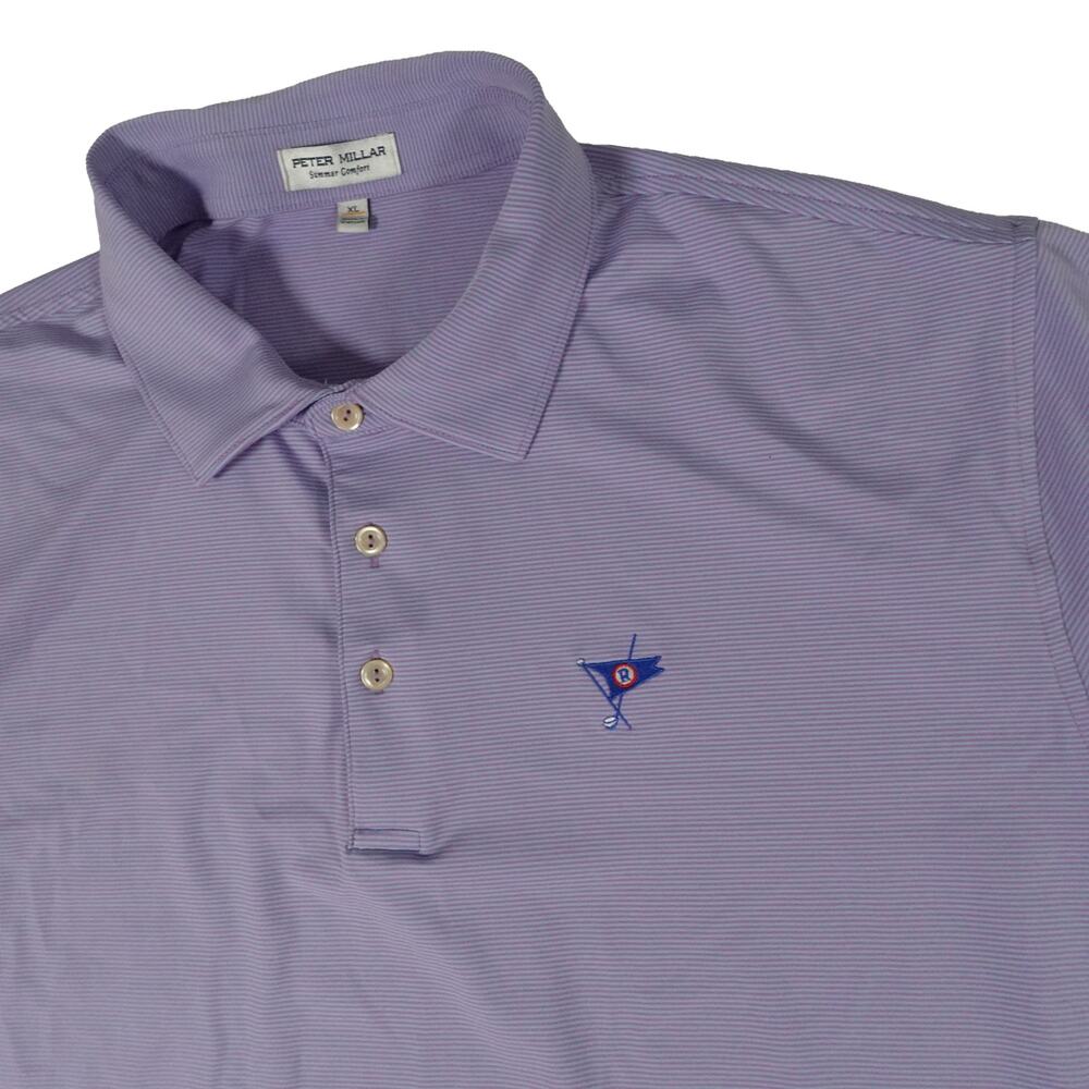Ocean Reef Club Peter Millar Performance Purple Striped Golf Polo Shirt Men's XL